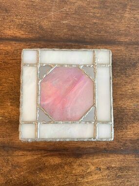 Pink Stained Glass Decorative Trinket Box
